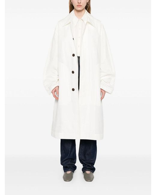 Studio Nicholson White Nylon And Cotton Blend Coat
