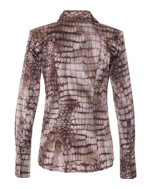 Elisabetta Franchi Brown Python Print Shirt
