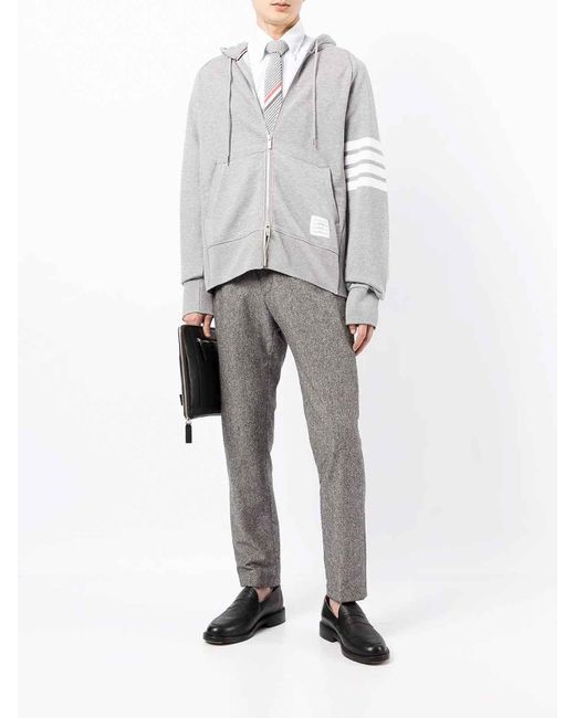 Thom Browne Gray 4-bar Stripe Zip-fastening Cardigan for men