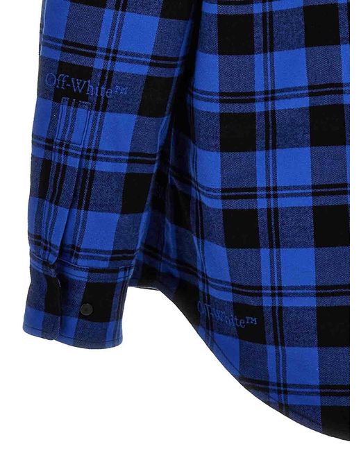 Off-White c/o Virgil Abloh Blue Checked Flannel Shirt for men