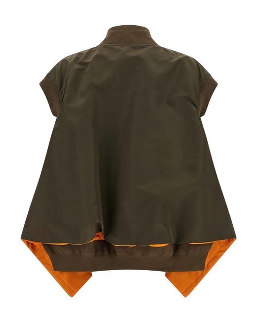 Sacai Green Asymmetrical Hem Vest
