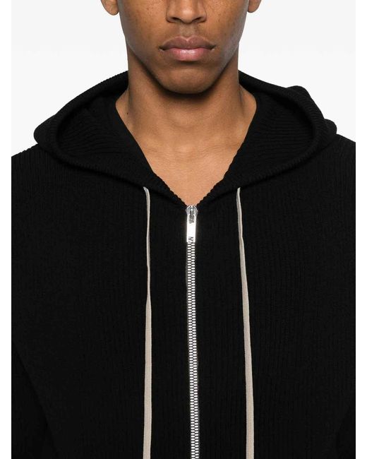 Rick Owens Black Zipped Hoodie for men