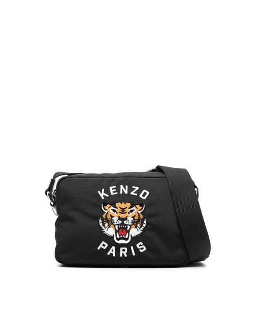 KENZO Black Tiger Print Bag for men