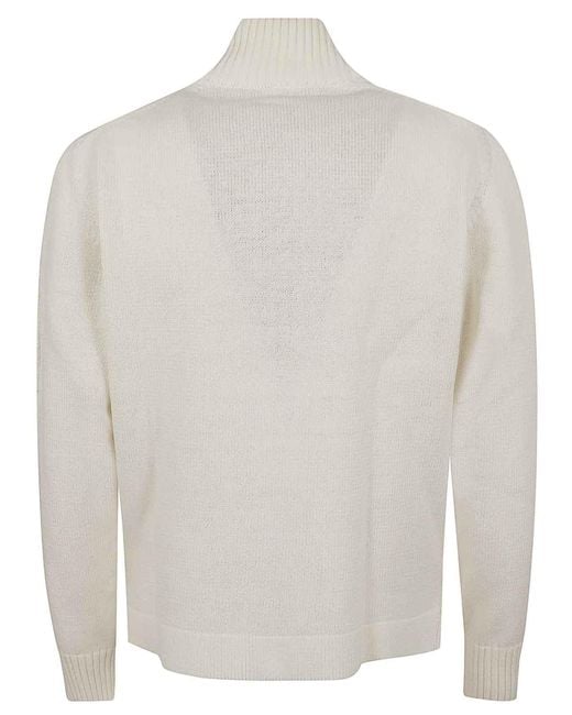 C P Company Natural Compact Cotton Zipped Cardigan for men