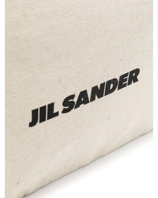 Jil Sander Natural Cotton And Linen Tote Bag With Logo Print for men