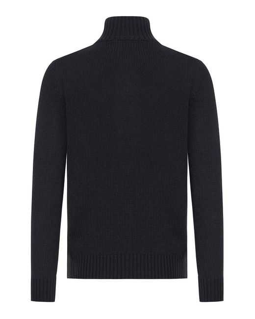 Zanone Blue Wool High Neck Cardigan for men