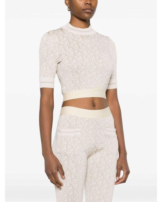 Palm Angels White Monogram-Jacquard T-Shirt