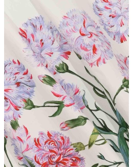 Alberta Ferretti White Herbarium Print Cotton Shirt Dress
