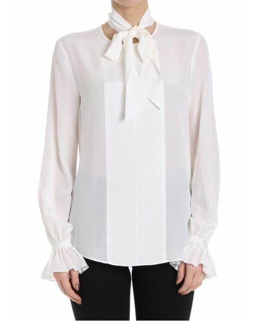 Karl Lagerfeld White Bow Blouse