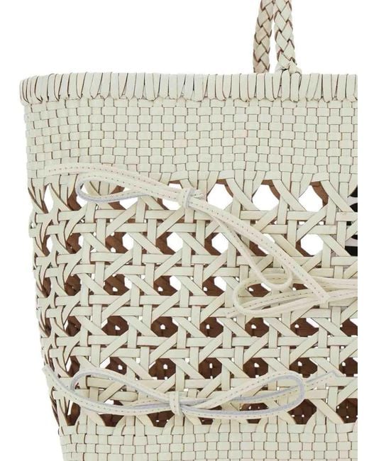 OSOI White Biscuit Tote Bag With Leather