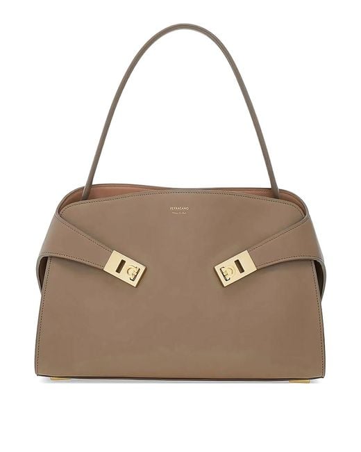 Ferragamo Brown Hug Soft Medium Shoulder Bag