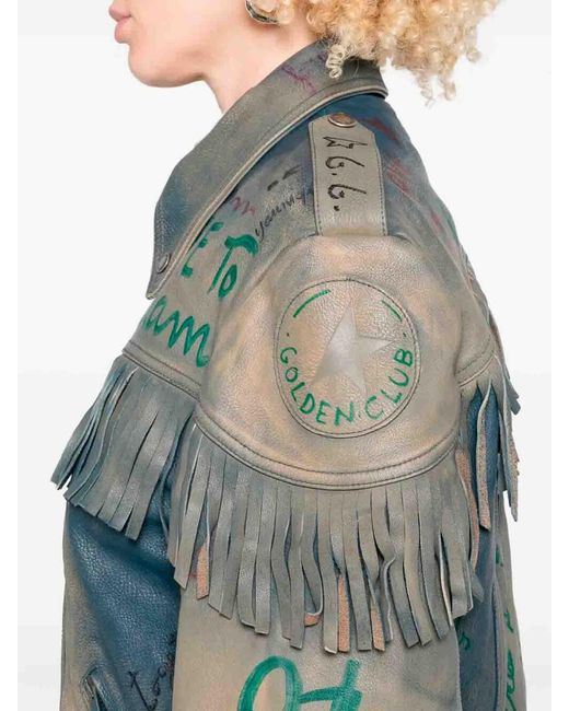 Golden Goose Deluxe Brand Blue 'Journey' Full Zip Jacket 'Olimpia' Lettering