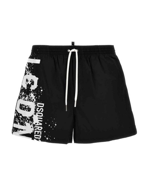 DSquared² Black Midi Boxer Shorts Beachwear for men