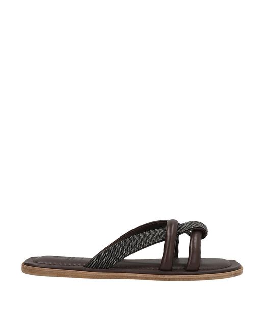 Brunello Cucinelli White Monile Leather Sandals