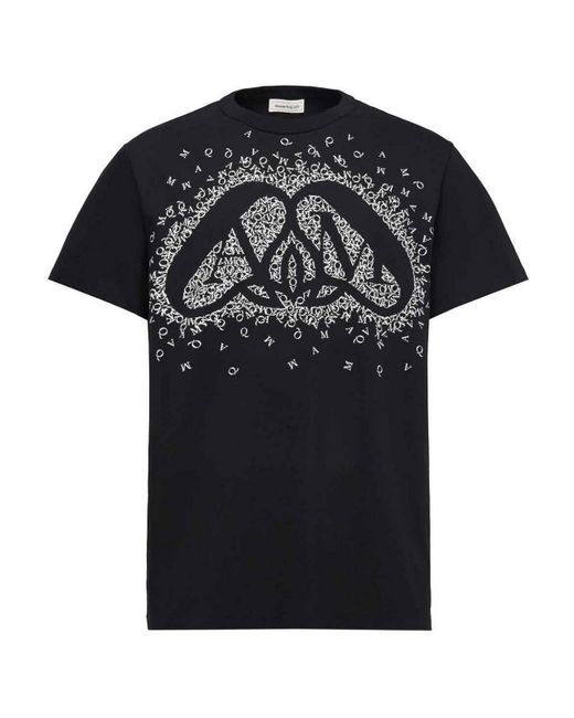 Alexander McQueen Black Exploded Charm Cotton T-shirt for men