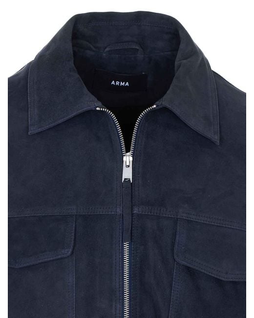 Arma Blue Royal Kale Suede Jacket for men