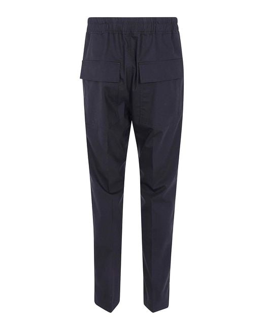 Rick Owens Blue Drawstring Slim Long Trousers for men