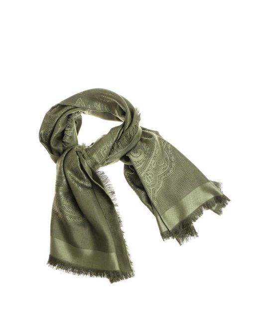 Etro Green Embroidered Shawl
