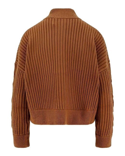 Max Mara Brown Wool Cashmere Ribbed Cardigan