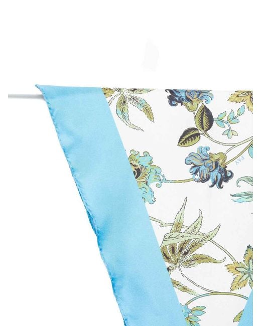Fay Blue Light Triangular Scarf With Floral Print
