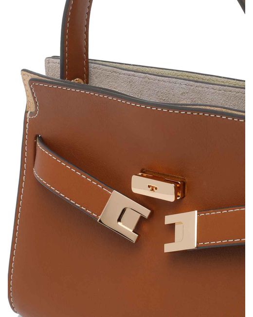 Tory Burch Brown Petite Double Lee Radziwill Handbag