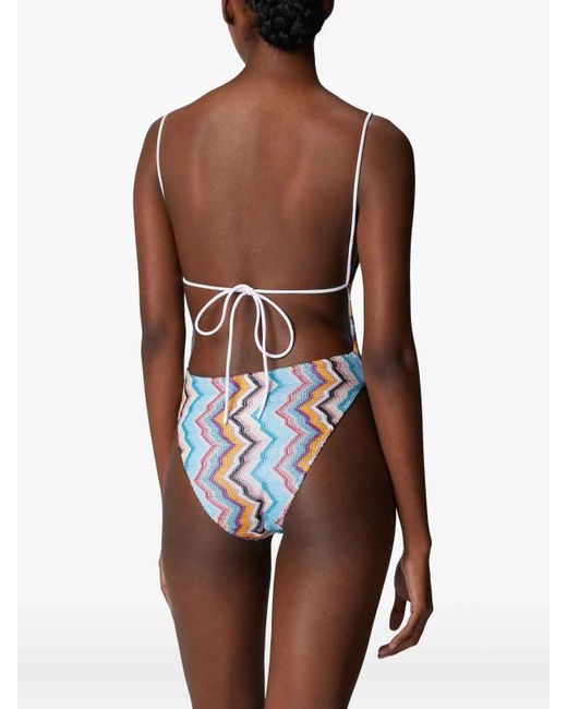 Missoni Blue Zigzag-Pattern Swimsuit