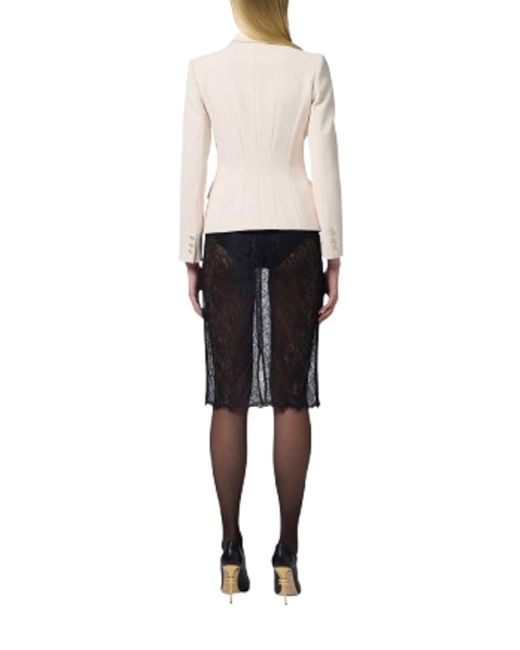 Elisabetta Franchi White Crepe Jacket With Satin Details