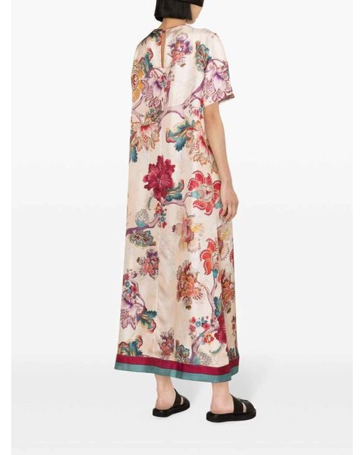 F.R.S For Restless Sleepers White Printed Silk Long Dress