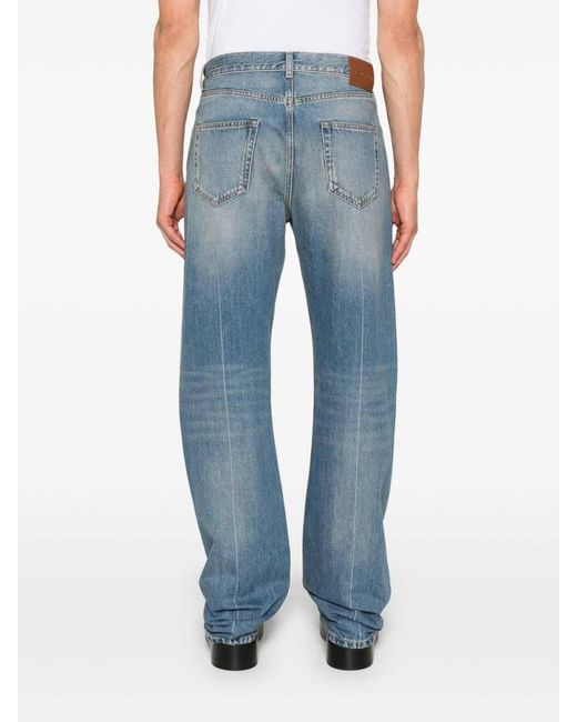 McQueen Blue Straight Leg Trousers Faded Effect for men