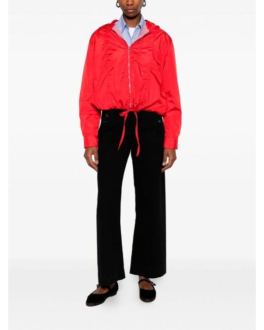 CUANTICO Red Short Nylon Reversible Jacket With Hood