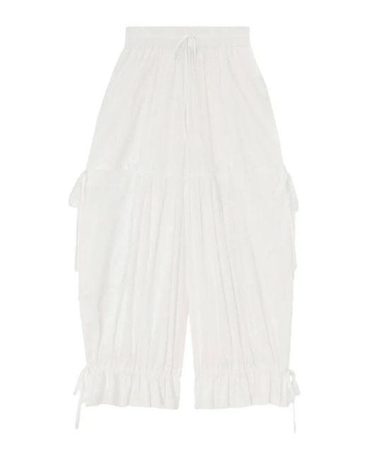 Ganni White Cotton Voile Balloon Pants Bright