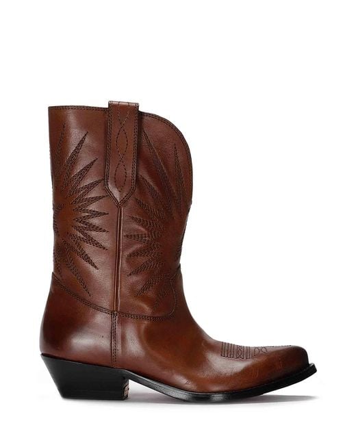 Golden Goose Deluxe Brand Brown Wish Star Low Boots With Embroideries Leather Upper