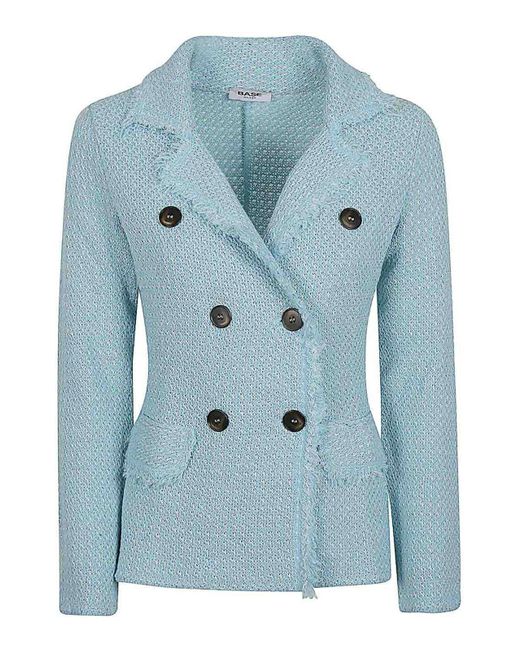 Base London Blue Double-breasted Cotton Blend Jacket