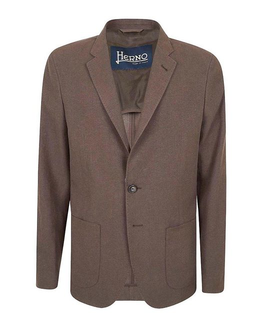 Herno Brown Single-Breasted Blazer for men