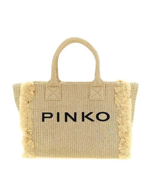 Pinko Metallic Beach Large Shopping Bag