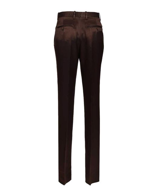Tom Ford Brown Tailored Silk Trousers