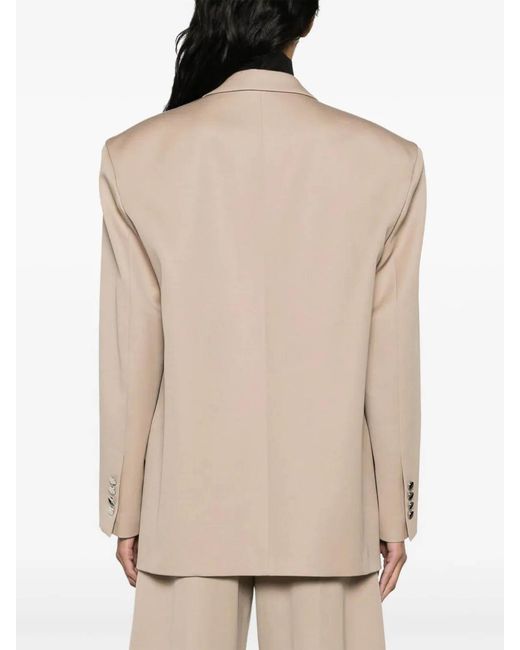 The Attico Natural Oversized Blazer Silhouette Peak Lapels