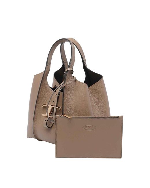 Tod's Brown Mini T Timeless Shopping Bag