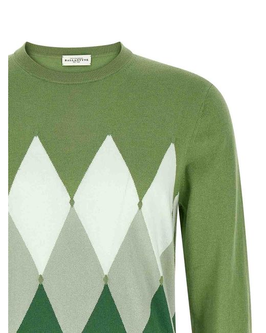 Ballantyne Green Argyle Sweater for men