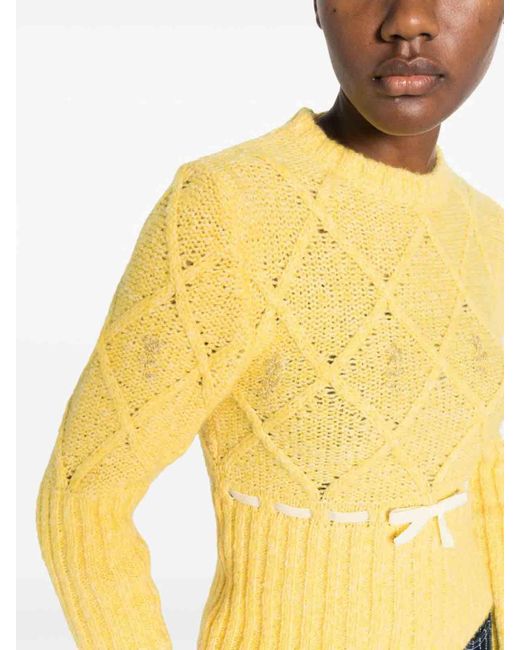 Cormio Yellow Floral-Embroidered Sweater