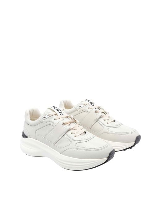 Tod's White Leather And Technical Fabric Sneakers