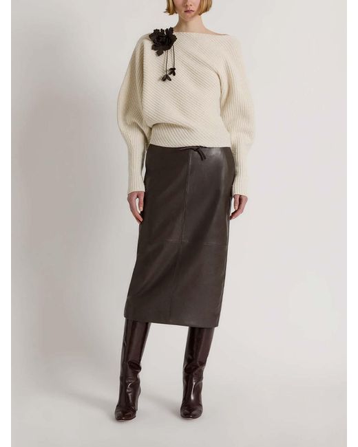 Alberta Ferretti Brown Leather Skirt
