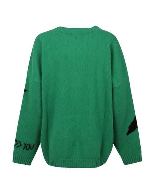 Philosophy Di Lorenzo Serafini Green Intarsia-Knit Virgin-Wool Jumper