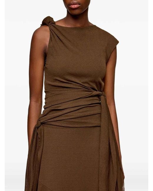 Ganni Brown Marl Mesh Long Dress