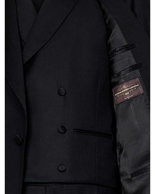 Franzese Collection Black James Bond Model Super 170S Tuxedo Suit for men