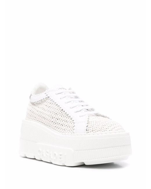 Casadei White Low-top Sneakers With Interwoven Design
