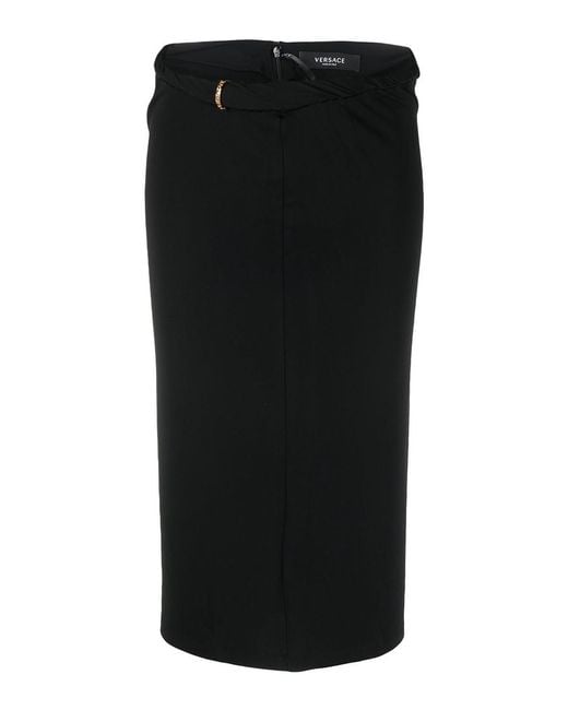 Versace Black Long Pencil Jersey Skirt