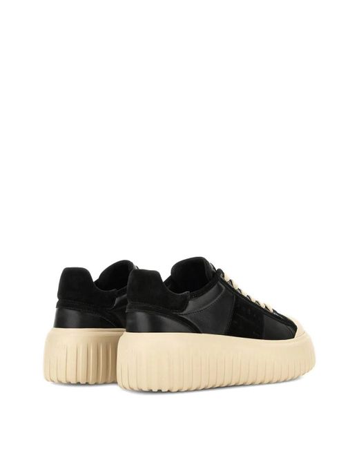 Hogan Black H-Stripes Nappa Leather And Suede Sneakers