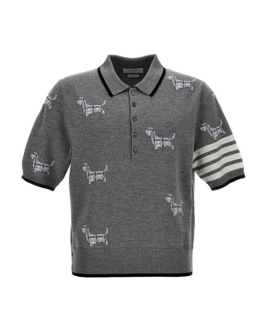 Thom Browne Gray Hector Polo Shirt for men
