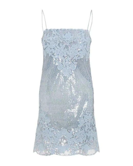 Ermanno Scervino Blue Dress With Embroidery